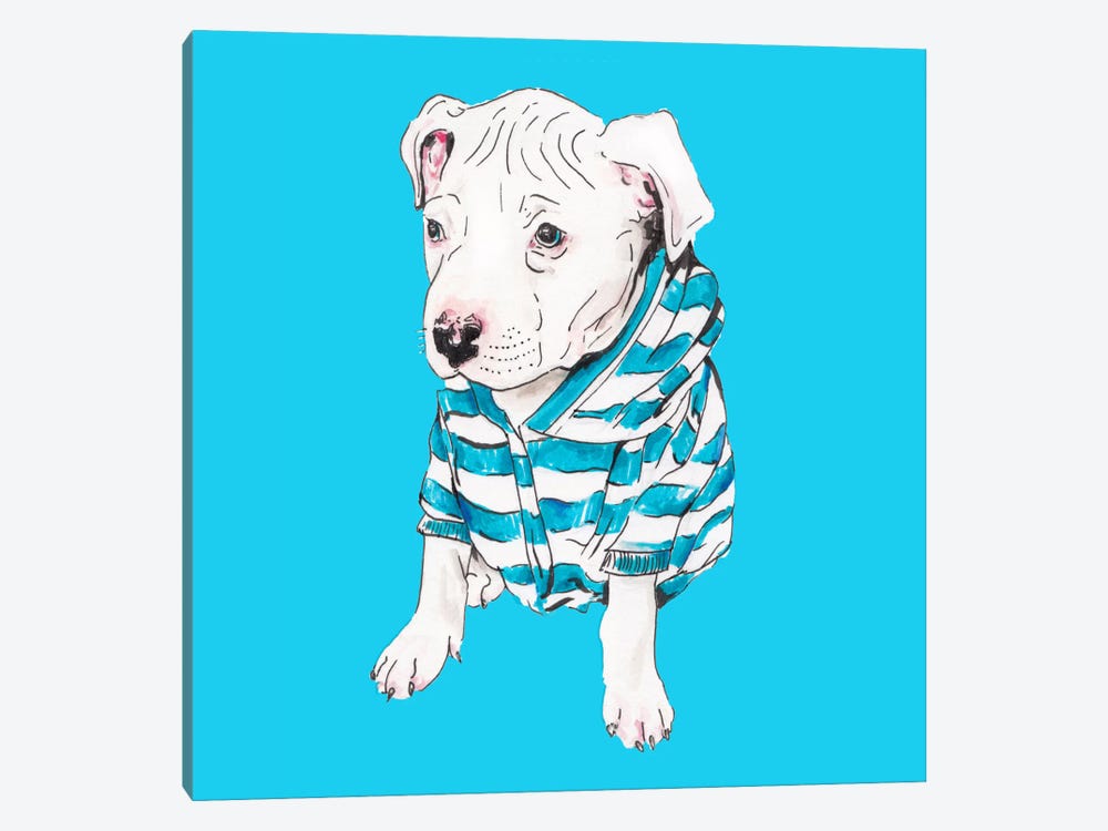 Pit Bull In T-Shirt by Wandering Laur 1-piece Canvas Artwork