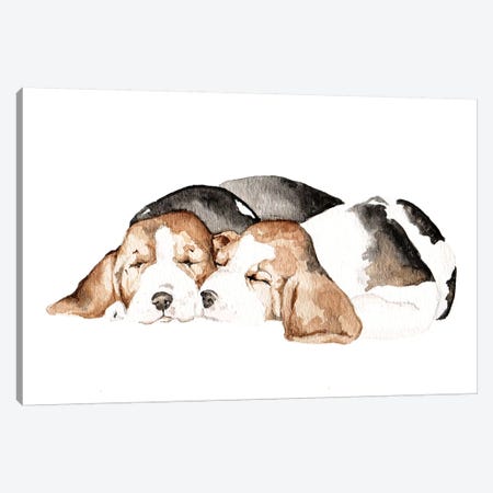 Beagles Canvas Print #RGF127} by Wandering Laur Art Print