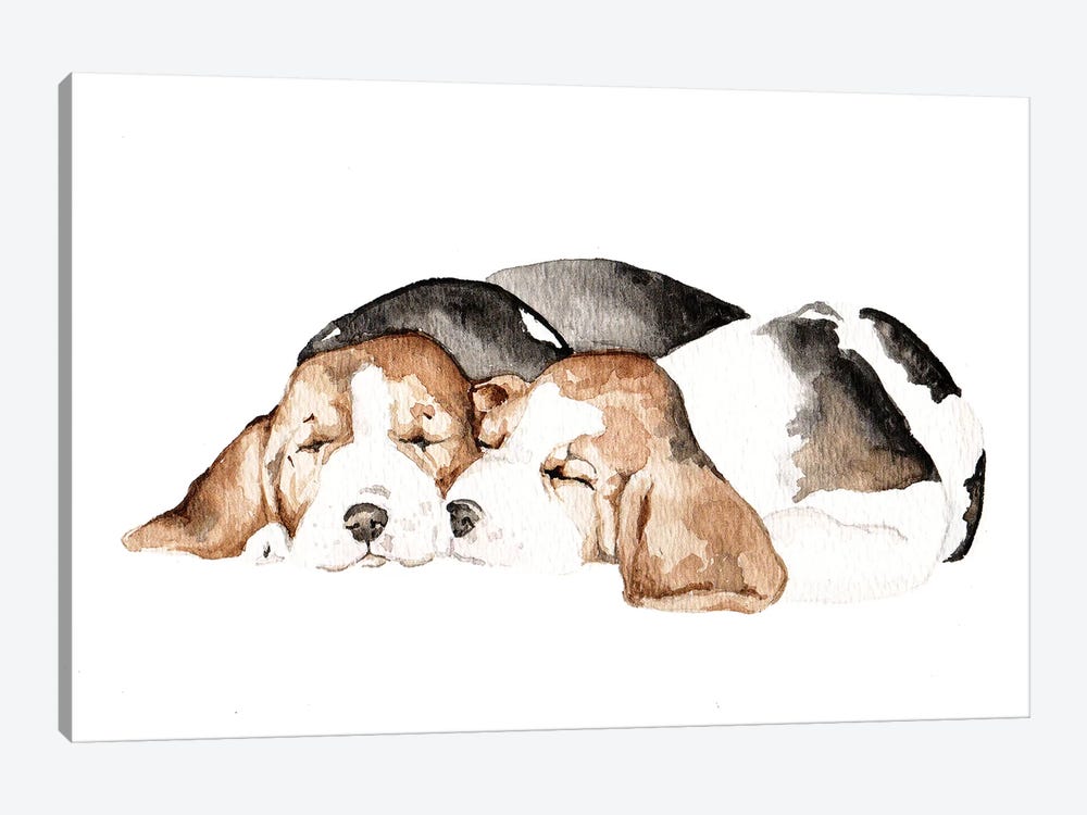 Beagles by Wandering Laur 1-piece Canvas Wall Art