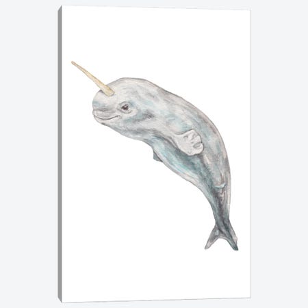 Baby Watercolor Narwhal Canvas Print #RGF149} by Wandering Laur Canvas Art