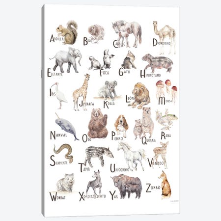 Animals A To Z Spanish Canvas Print #RGF152} by Wandering Laur Art Print