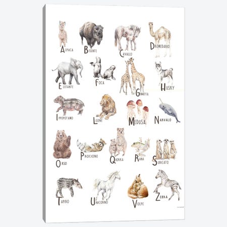 Animals A To Z Italian Canvas Print #RGF153} by Wandering Laur Art Print