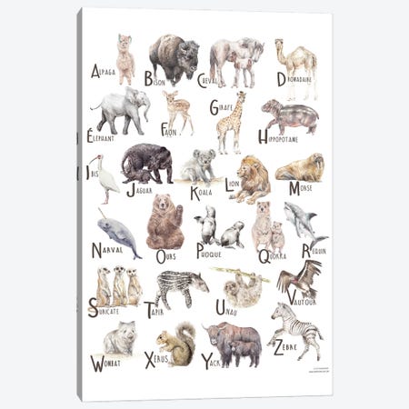 Animals A To Z French Canvas Print #RGF154} by Wandering Laur Canvas Wall Art