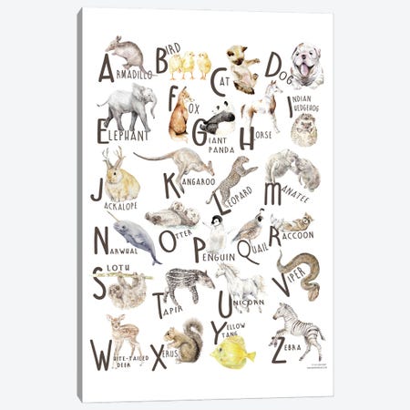 Watercolor Animals A To Z Canvas Print #RGF155} by Wandering Laur Canvas Art