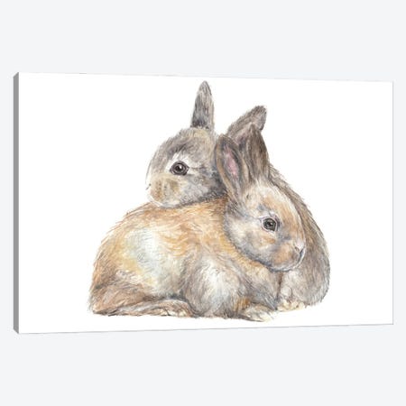 Snuggle Bunnies Canvas Print #RGF157} by Wandering Laur Canvas Wall Art