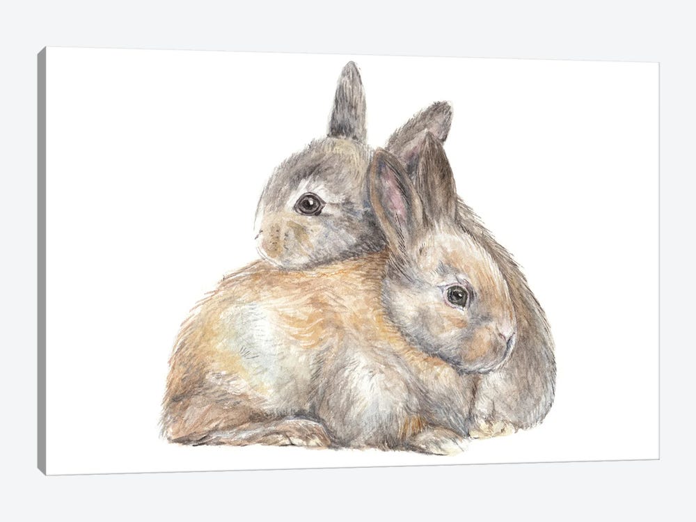 Snuggle Bunnies by Wandering Laur 1-piece Art Print