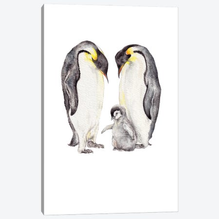 Watercolor Penguin Family Canvas Print #RGF163} by Wandering Laur Canvas Art