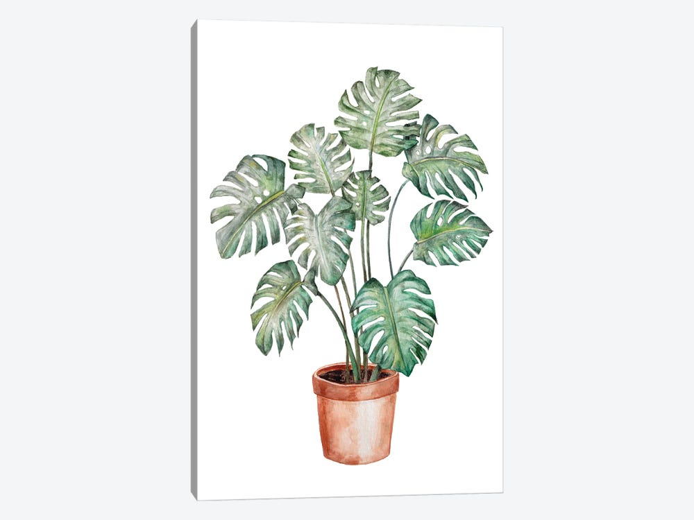 Watercolor Monstera Plant by Wandering Laur 1-piece Art Print