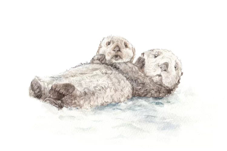 Adorable Otters by Wandering Laur wall art