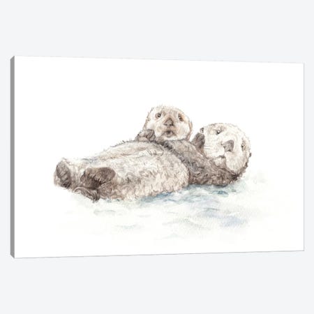 Adorable Otters Canvas Print #RGF1} by Wandering Laur Canvas Wall Art