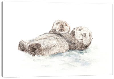 Adorable Otters Canvas Art Print - Wandering Laur