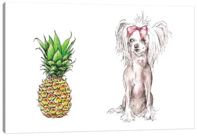 Chinese Crested And Pineapple With The Same Haircut Canvas Art Print - Art for Mom