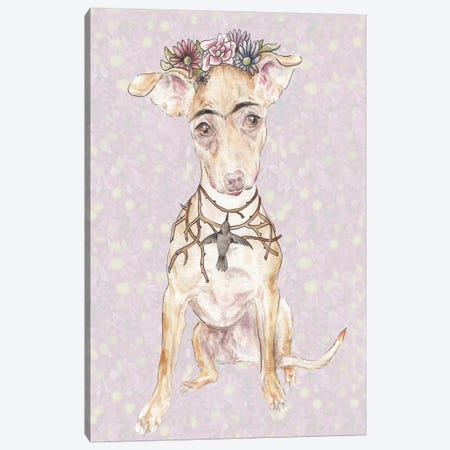 Frida's Crowned Canine Imposter Canvas Print #RGF34} by Wandering Laur Canvas Artwork