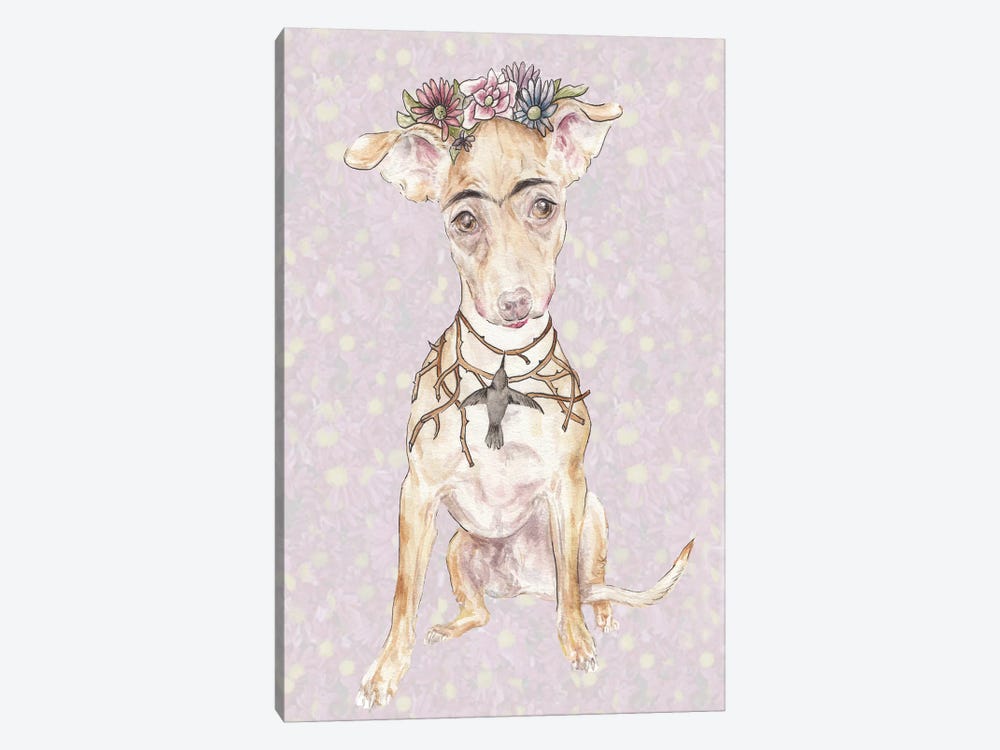 Frida's Crowned Canine Imposter by Wandering Laur 1-piece Canvas Artwork