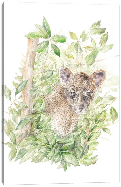Leopard Cub In The Jungle Canvas Art Print - Nursery Room Art