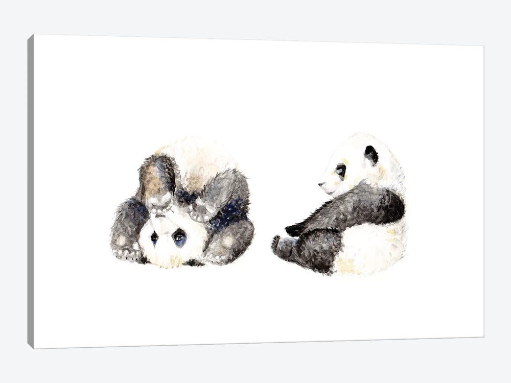 Playful Panda Cubs by Wandering Laur 1-piece Canvas Art Print