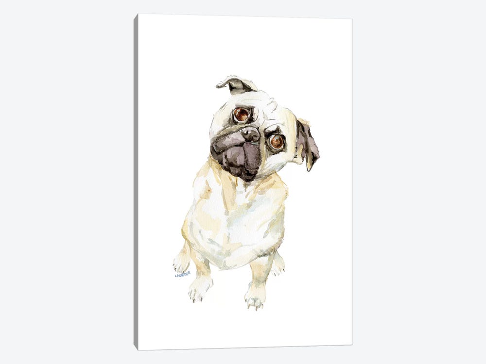 Fawning Pug by Wandering Laur 1-piece Canvas Art Print