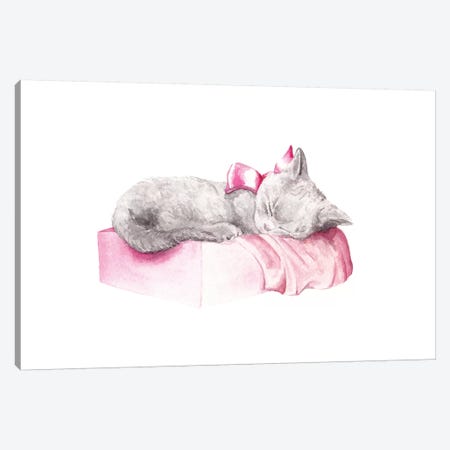 Sleepy Kitten Canvas Print #RGF81} by Wandering Laur Canvas Artwork
