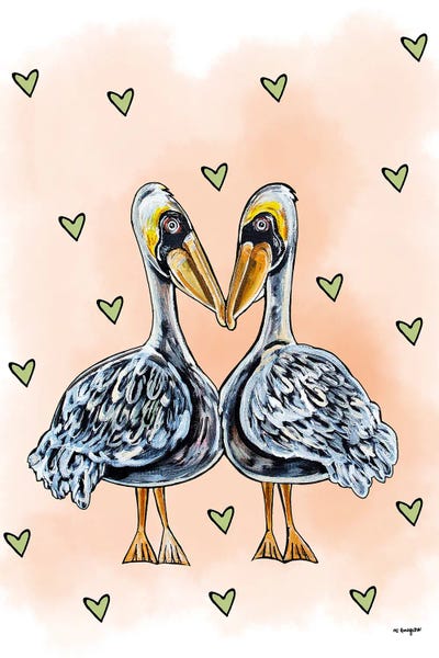 MC Romaguera: Pelican Heart Watercolor by MC Romaguera