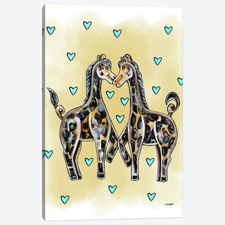 Giraffe Heart Watercolor Canvas Print #RGM102} by MC Romaguera Canvas Print
