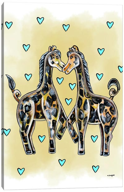 Giraffe Heart Watercolor Canvas Art Print - MC Romaguera