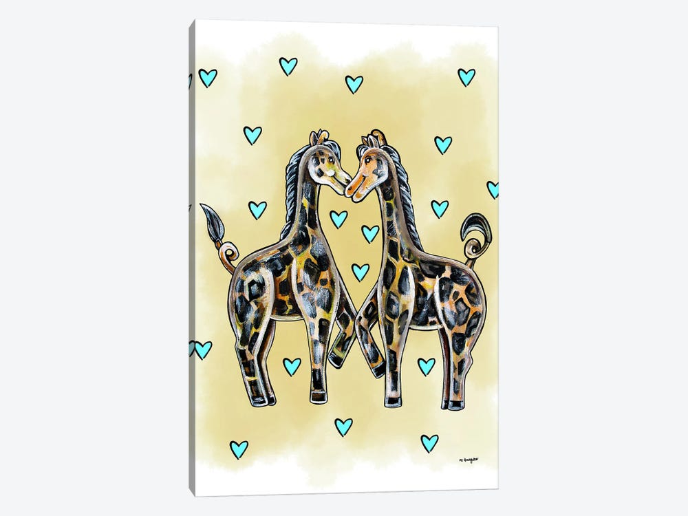 Giraffe Heart Watercolor by MC Romaguera 1-piece Canvas Artwork