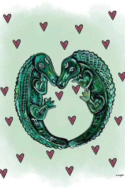 Alligators & Crocodiles: Alligator Heart Watercolor by MC Romaguera