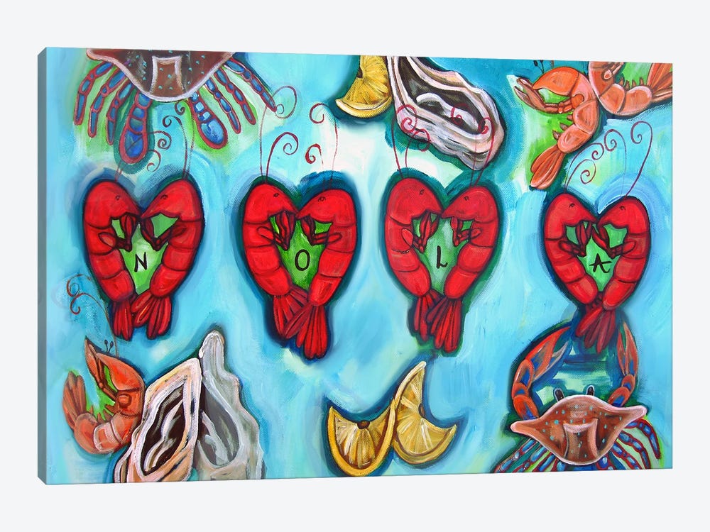 Crawfish Heart Nola- Boil Edition by MC Romaguera 1-piece Canvas Art Print