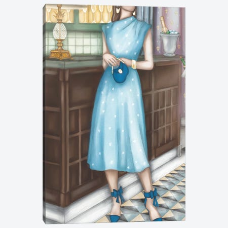 The Blue Dress Canvas Print #RGM116} by MC Romaguera Canvas Print