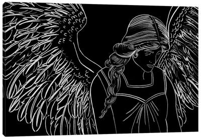 Angel In Prayer Noir Edition Canvas Art Print - Angel Art