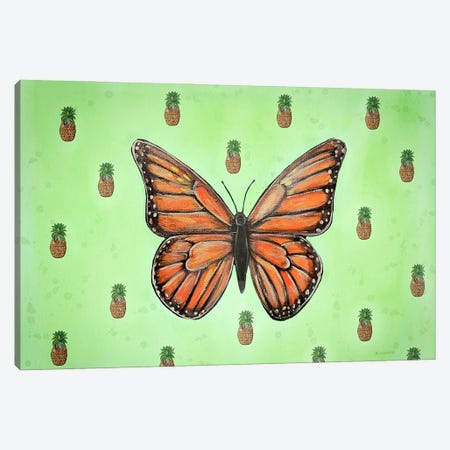 Butterfly And Pineapples Canvas Print #RGM125} by MC Romaguera Canvas Wall Art