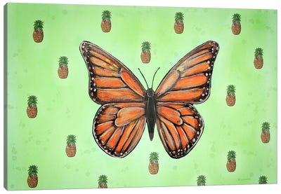 Butterfly And Pineapples Canvas Art Print - MC Romaguera