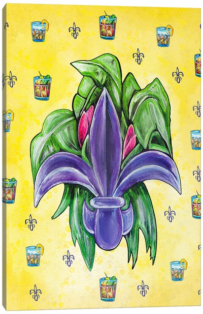 Nola Favorites, Fleur De Lis And Cocktails Canvas Art Print - MC Romaguera