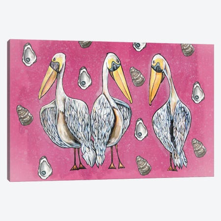 Pelicans In Pink Canvas Print #RGM137} by MC Romaguera Canvas Art Print