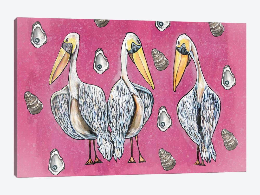 Pelicans In Pink by MC Romaguera 1-piece Canvas Art