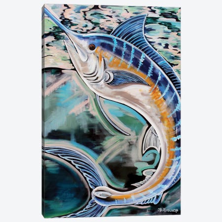 Blue Marlin Canvas Print #RGM14} by MC Romaguera Canvas Art Print