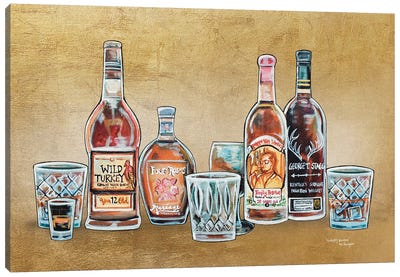 Kentucky Bourbon On Gold Canvas Art Print - MC Romaguera