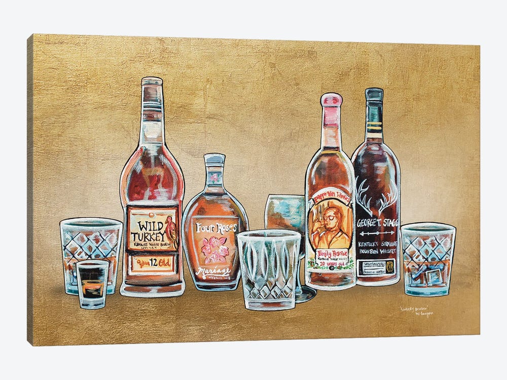 Kentucky Bourbon On Gold by MC Romaguera 1-piece Canvas Artwork