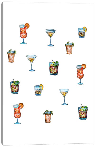 Cocktail Pattern Canvas Art Print - Cocktail & Mixed Drink Art