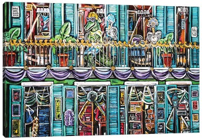 Cajun On The Balcony Canvas Art Print - Louisiana Art