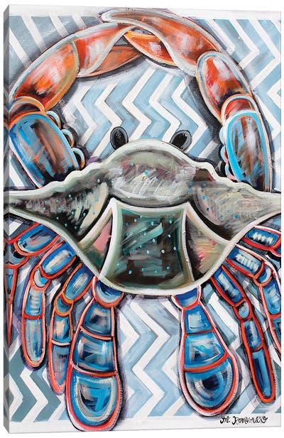 Chevron Crab Canvas Art Print - Crab Art
