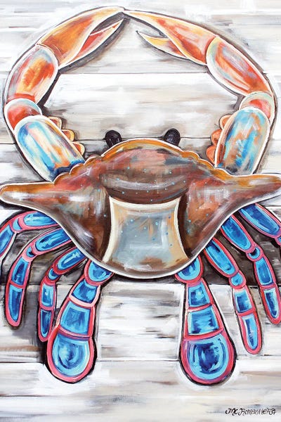 Crab On The Plank by MC Romaguera framed canvas print