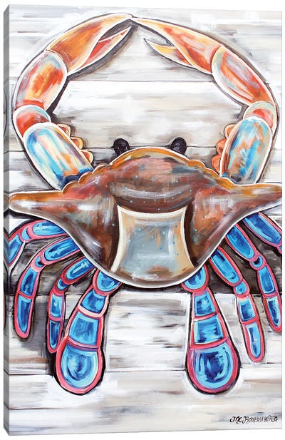 Crab On The Plank Canvas Art Print - Crab Art