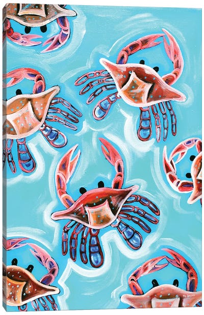 Crabs At Play Canvas Art Print - Crab Art