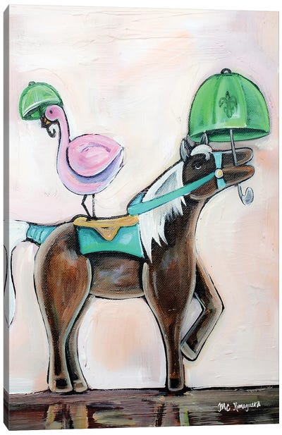 Flamingo And Pony Dancing Canvas Art Print - MC Romaguera