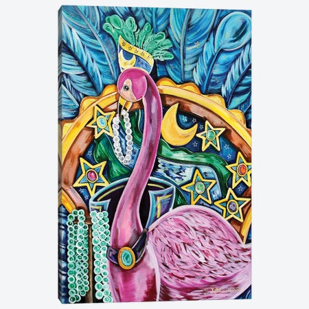 Flamingo As A Maid Canvas Print #RGM31} by MC Romaguera Canvas Art