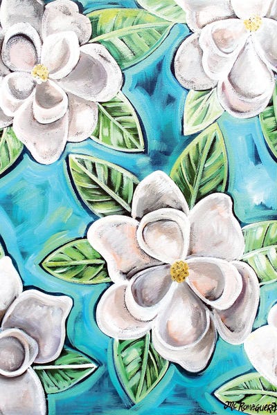 Magnolias: Magnolias On Blue by MC Romaguera