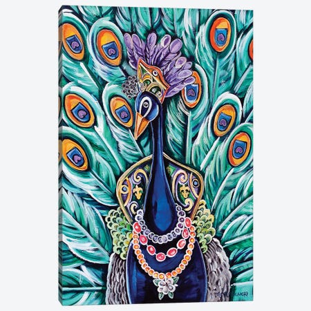 Peacock As A Maid Canvas Print #RGM52} by MC Romaguera Canvas Wall Art