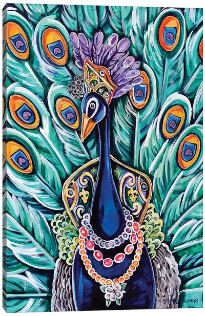 Peacock As A Maid Canvas Art Print - Peacock Art