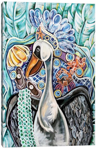 Pelican As A Maid Canvas Art Print - Whimsical Décor